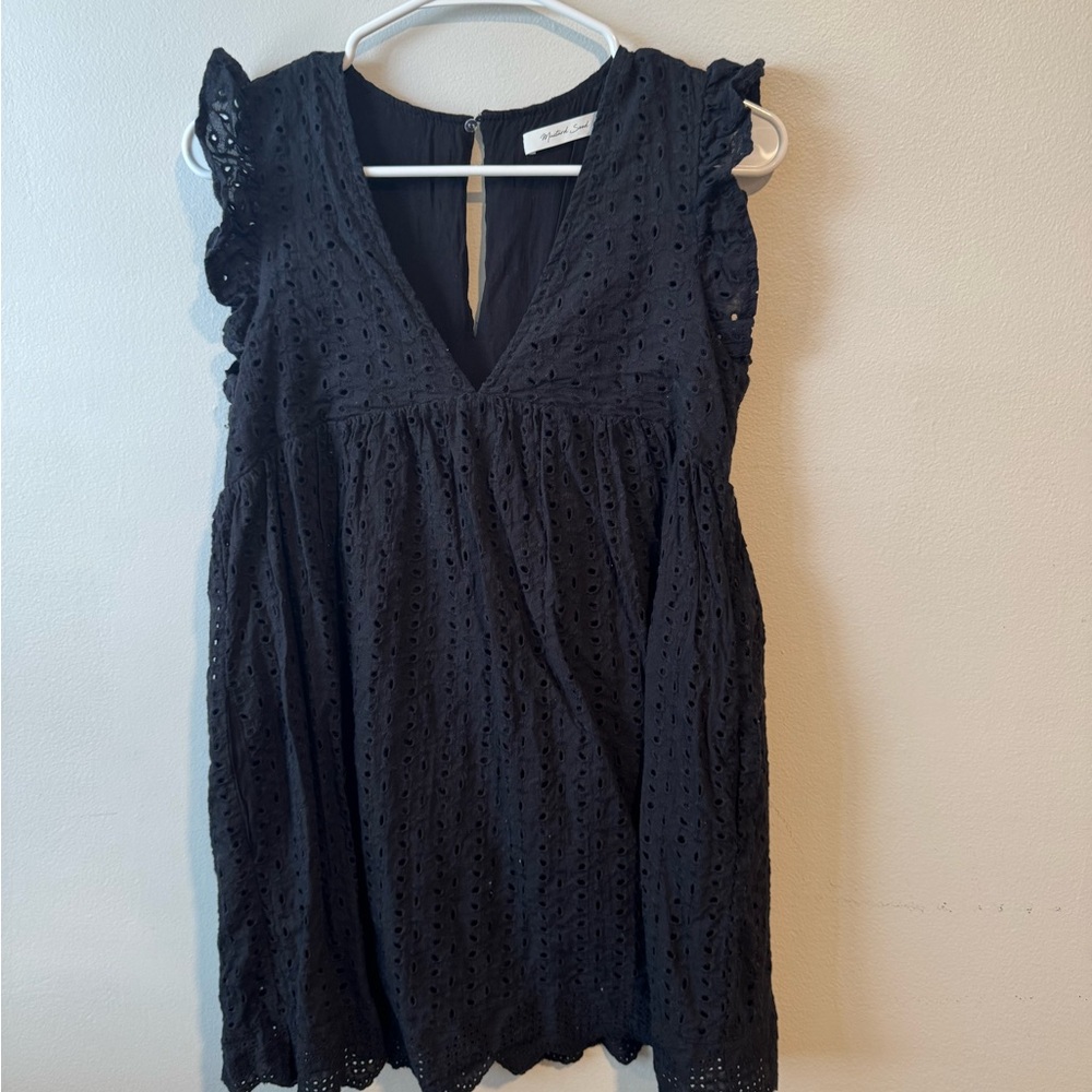 Black Eyelet Romper Dress